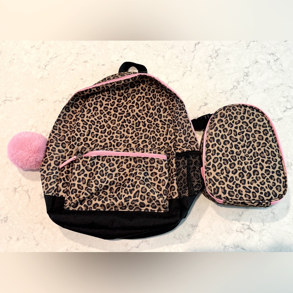 Girls Cheetah/Leopard Print and Pink Matching Backpack and Lunch Box - Old Navy